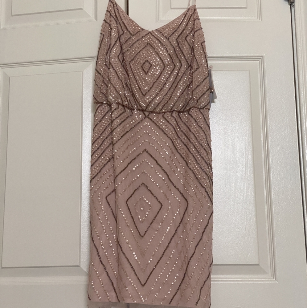 Aidan Mattox Blush Sequin Cocktail Dress - Size 10